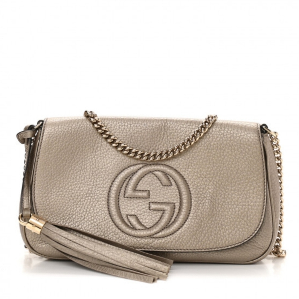 100% Authentic GUCCI Soho Leather Shoulder Bag 468-062324